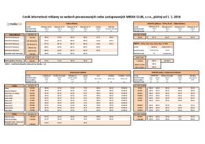 Ceník internetové reklamy na webech provozovaných nebo zastupovaných MEDIA CLUB, s.r.o., platný od
