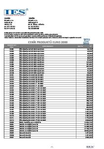 CENÍK PRODUKTŮ EURO 2000 OBJEDNÁVACÍ ČÍSLO