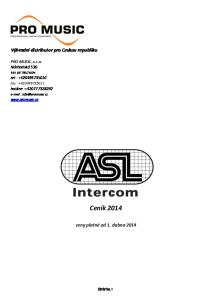 Ceník Výhradní distributor pro Českou republiku. ceny platné od 1. dubna PRO MUSIC, s.r.o. Náchodská TRUTNOV