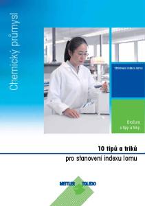 Chemický průmysl. Školní pokusy. Stanovení indexu lomu. Brožura s tipy a triky. škola hrou. pro stanovení indexu lomu