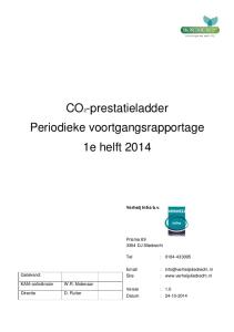 CO2-prestatieladder Periodieke voortgangsrapportage 1e helft 2014