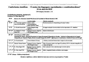 Conferências científicas - O ensino das linguagens especializadas e o multiculturalismo 24 de abril de 2015