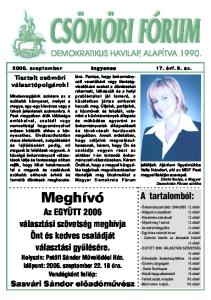 CSÖMÖRI FÓRUM DEMOKRATIKUS HAVILAP, ALAPÍTVA 1990