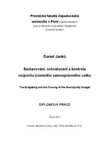 Daniel Janků. Sestavování, schvalování a kontrola rozpočtu územního samosprávného celku