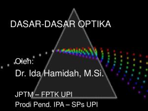 DASAR-DASAR OPTIKA. Dr. Ida Hamidah, M.Si. Oleh: JPTM FPTK UPI Prodi Pend. IPA SPs UPI