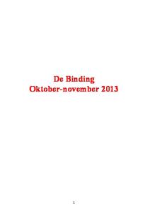 De Binding Oktober-november 2013