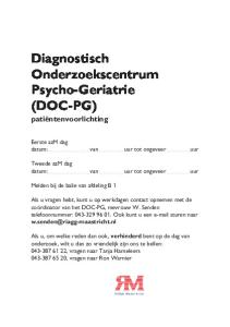 Diagnostisch Onderzoekscentrum Psycho-Geriatrie (DOC-PG) patiëntenvoorlichting