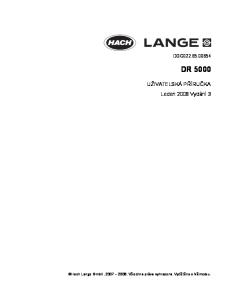 DOC DR UŽIVATELSKÁ PŘÍRUČKA Leden 2008 Vydání 3. Hach Lange GmbH, Všechna práva vyhrazena. Vytištěno v Německu