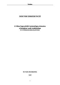 DOKTORI DISSZERTÁCIÓ. A lóhoz kapcsolódó terminológia elemzése a középkori arab irodalomban (A ló testrészelnevezéseinek problémái)