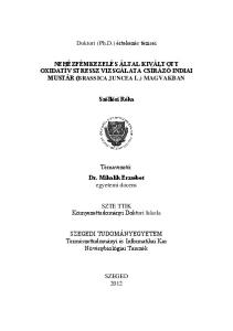 Doktori (Ph.D.) értekezés tézisei NEHÉZFÉMKEZELÉS ÁLTAL KIVÁLTOTT OXIDATÍV STRESSZ VIZSGÁLATA CSÍRÁZÓ INDIAI MUSTÁR (BRASSICA JUNCEA L