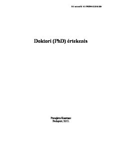 Doktori (PhD) értekezés