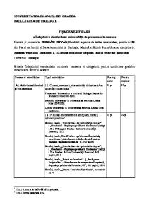 Domeniul activităților Tipul activităților Punctaj cerut A1. Activitate didactică și profesională