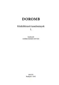 DOROMB. Közköltészeti tanulmányok 1. Szerkesztő CSÖRSZ RUMEN ISTVÁN