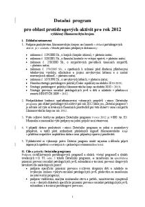 Dotační program pro oblast protidrogových aktivit pro rok 2012 vyhlášený Jihomoravským krajem