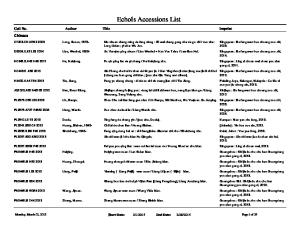 Echols Accessions List