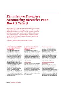 Eén nieuwe Europese Accounting Directive voor Boek 2 Titel 9