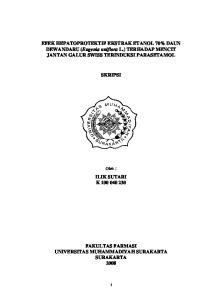 EFEK HEPATOPROTEKTIF EKSTRAK ETANOL 70% DAUN DEWANDARU (Eugenia uniflora L.) TERHADAP MENCIT JANTAN GALUR SWISS TERINDUKSI PARASETAMOL SKRIPSI
