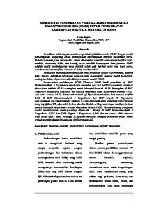 EFEKTIFITAS PENDEKATAN PEMBELAJARAN MATEMATIKA REALISTIK INDONESIA (PMRI) UNTUK PENINGKATAN KEMAMPUAN BERFIKIR MATEMATIS SISWA