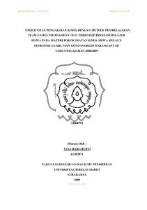 EFEKTIVITAS PENGAJARAN KIMIA DENGAN METODE PEMBELAJARAN