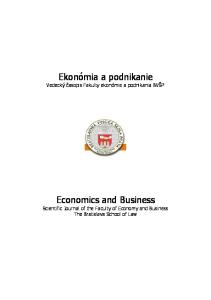 Ekonómia a podnikanie Vedecký časopis Fakulty ekonómie a podnikania BVŠP