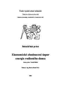 Ekonomické zhodnocení úspor energie rodinného domu