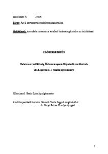 ELŐTERJESZTÉS. Balatonudvari Község Önkormányzata Képviselő-testületének április 21-i rendes nyílt ülésére