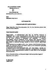ELİTERJESZTÉS. Tárgy: Balatonfüred Város Önkormányzatának évi, éves ellenırzési jelentése belsı ellenırzési feladat ellátásáról