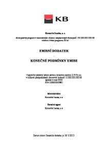 EMISNÍ DODATEK - KONEČNÉ PODMÍNKY EMISE