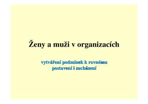 Ženy a muži v organizacích. zení