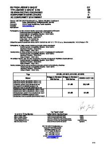 ES PROHLÁŠENÍ O SHODĚ VYHLÁSENIE O SHODĚ S ES ES SWIADECTWO ZGODNOSCI KONFORMITÄTSERKLÄRUNG EC CONFORMITY STATEMENT