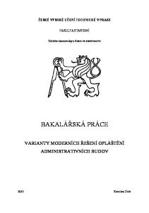 ČESKÉ VYSOKÉ UČENÍ TECHNICKÉ V PRAZE FAKULTA STAVEBNÍ. Katedra ekonomiky a řízení ve stavebnictví BAKALÁŘSKÁ PRÁCE