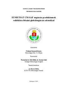 EUMETSAT CM-SAF sugárzás produktumok validálása felszíni globálsugárzás adatokkal