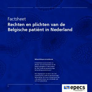 Factsheet Rechten en plichten van de Belgische patiënt in Nederland. Behandelingsovereenkomst