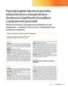 Farmakologické ukončení gravidity mifepristonem a misoprostolem zhodnocení úspěšnosti, komplikací a spokojenosti pacientek