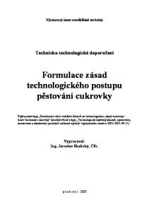 Formulace zásad technologického postupu pěstování cukrovky