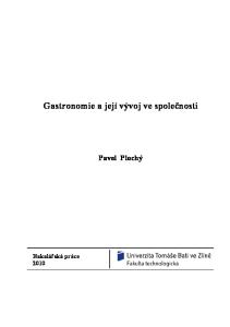 Gastronomie a její vývoj ve společnosti. Pavel Plochý
