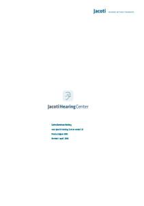 Gebruikershandleiding. voor Jacoti Hearing Center versie 1.0. Productiejaar 2015