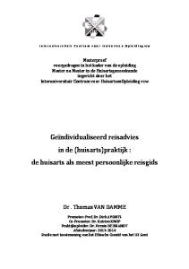 Geïndividualiseerd reisadvies in de (huisarts)praktijk : de huisarts als meest persoonlijke reisgids