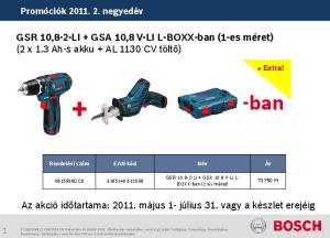 GSR 10,8-2-LI + GSA 10,8 V-LI L-BOXX-ban (1-es méret) (2 x 1.3 Ah-s akku + AL 1130 CV töltő)