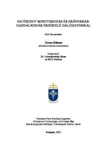 HATÉKONY MONITOROZÁS ÉS ERŐFORRÁS- GAZDÁLKODÁS ÉRZÉKELŐ HÁLÓZATOKKAL