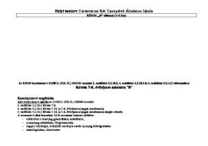 Helyi tanterv:terézvárosi Két Tannyelvű Általános Iskola KÉMIA B változat (1+2 óra)