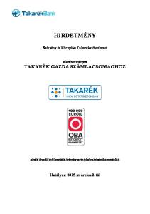 HIRDETMÉNY. Szécsény és Környéke Takarékszövetkezet. a kedvezményes TAKARÉK GAZDA SZÁMLACSOMAGHOZ