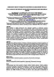 HODNOCENÍ TOXICITY VYBRANÝCH NANOČÁSTIC NA BIOLOGICKÉ ČINITELE EVALUATION OF THE TOXICITY OF SELECTED NANOPARTICLES ON BIOLOGICAL AGENTS