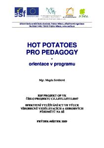 HOT POTATOES PRO PEDAGOGY - orientace v programu