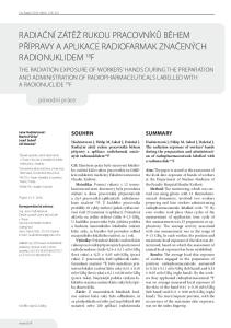 Hudzietzová J, Fülöp M, Sabol J, Doležal J. Radiační zátěž rukou pracovníků během přípravy a aplikace radiofarmak značených