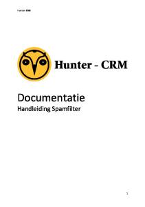 Hunter-CRM. Documentatie Handleiding Spamfilter