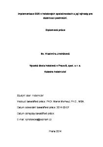 Implementace CSR v hotelových společnostech a její výhody pro stabilizaci podnikání. Diplomová práce. Bc. Vladimíra Jindráková