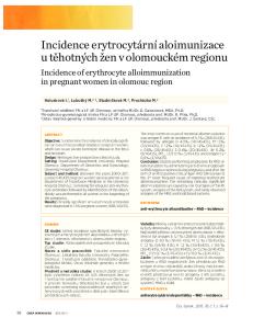 Incidence erytrocytární aloimunizace u těhotných žen v olomouckém regionu