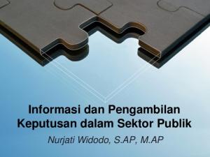 Informasi dan Pengambilan Keputusan dalam Sektor Publik. Nurjati Widodo, S.AP, M.AP