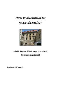 INGATLANFORGALMI SZAKVÉLEMÉNY